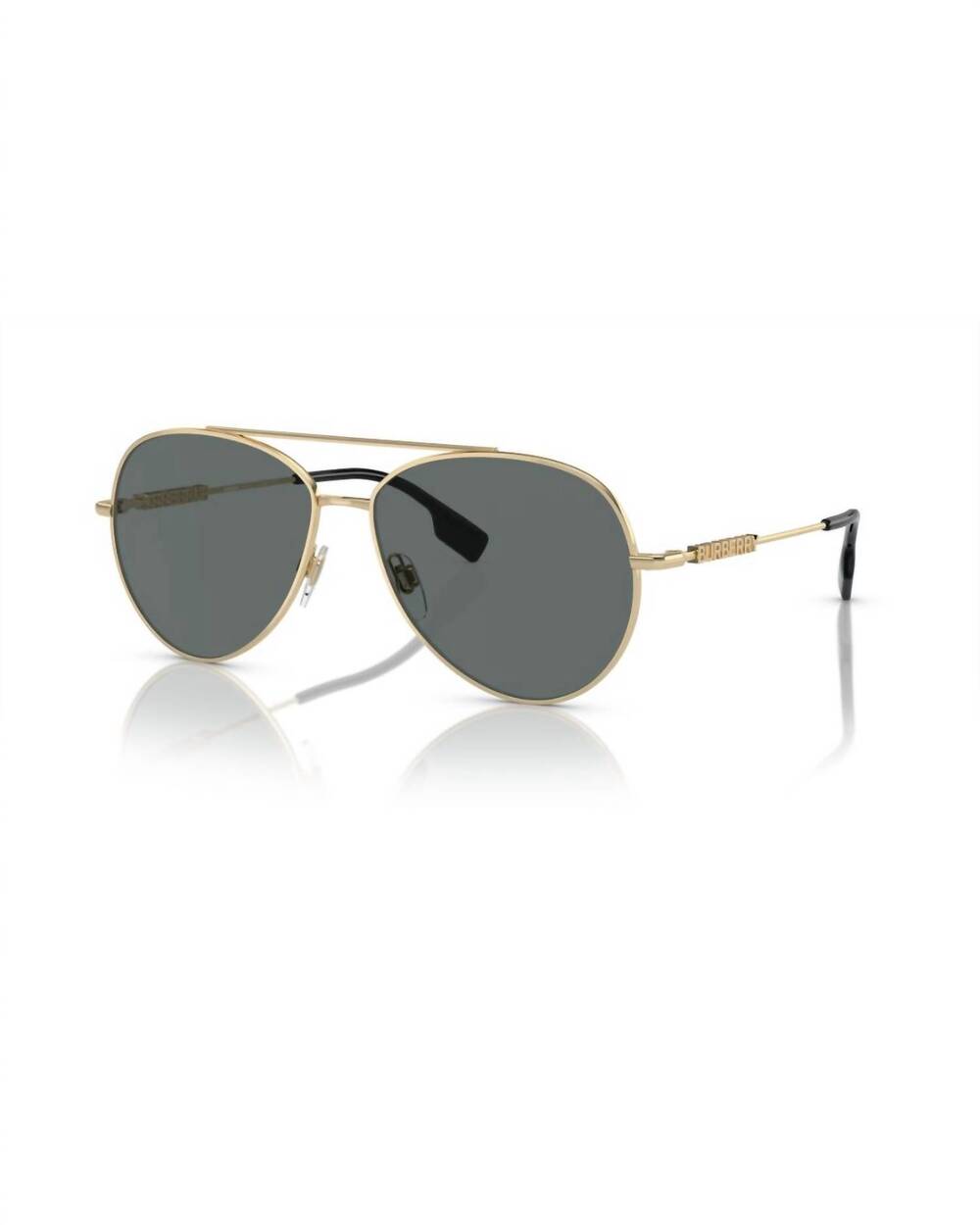 NEW BURBERRY women's aviator sunglasses in light gold / polar dark grey